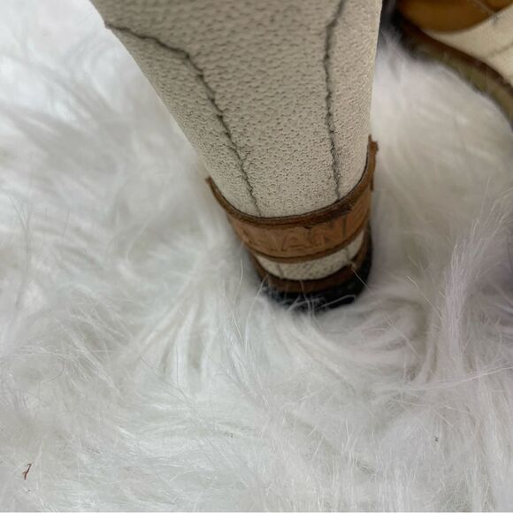 Chanel Light Brown Slingback Peep Toe Leather Wedge Sandals - Picture 15 of 16